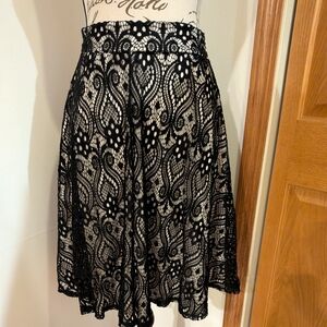 Myth Black & Cream Grunge Lace Whimsigoth Lined Pleated Skirt S Mystical Gothic